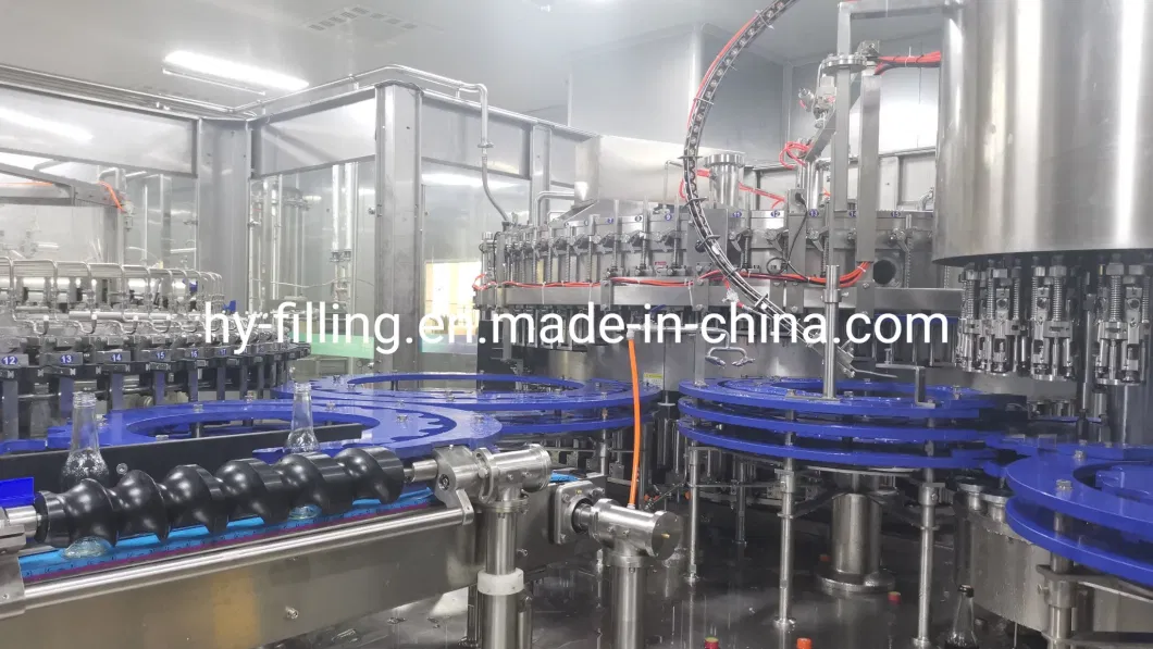 Automatic Liquid Pure Mineral Water Fruit Juice Carbonated Soft Drink Processing Bottling Machine Glass Bottle Washing Filling Capping and Packaging Machine